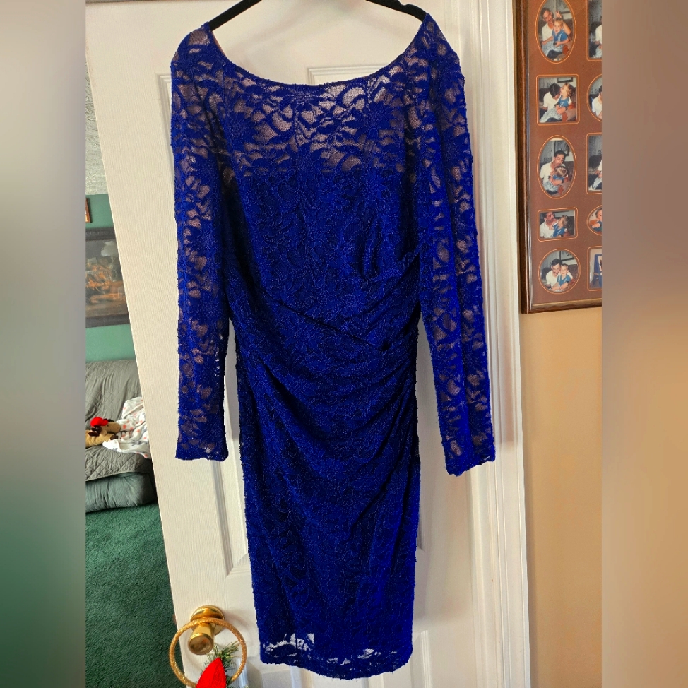 Ralph Lauren New Royal Blue Lace Dress Size 14